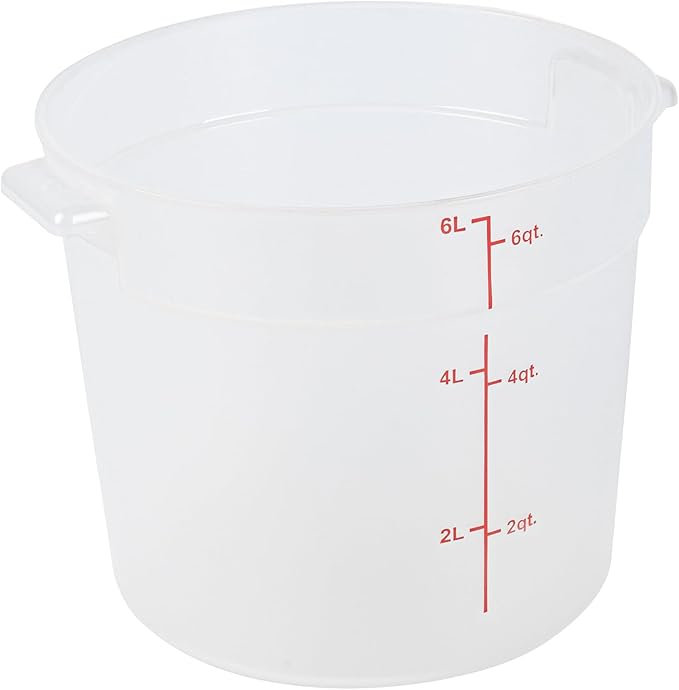 Restaurantware-Met Lux 6 Quart Food Storage Container, 1 Translucent Storage Container - Lids Sold Separately, Red Volume Markers, Dishwashable Container, Side Handles, For Storing Foods