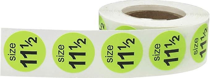 Shoe Size 11 1/2 Hot Green Stickers for Retail Clothing – 3/4 Inch Round, 500 Semi-Gloss Adhesive Labels Per Roll for Footwear Organization, Inventory, and Display – Made in The USA