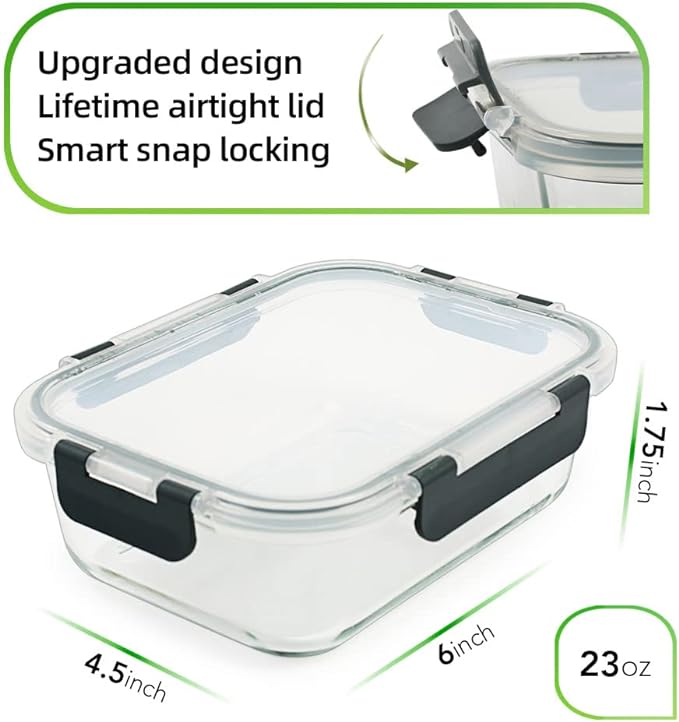 DAS TRUST 10 Pack Glass Meal Prep Containers Microwave Safe Meal Prep Bowls Food Storage Containers Glass Food Prep Containers with Lids Lunch Containers for Adults Meal Prep Lunch Box Bento Boxes