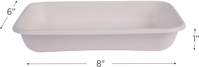 ECO PRODUCTS Compostable 24oz To Go Containers, Case of 400, 8.4"x5.5"x1.5" Rectangle Box, Disposable Renewable White Molded Fiber, No-Added PFAS, Tree-Free, Lid Available, BPI-Certified