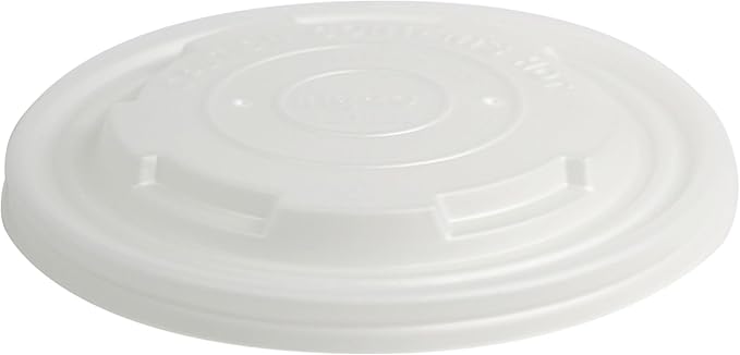 World Centric Compostable Paper Bowl Lids 12 oz - Made from Plants, Leak-Resistant, Clear PLA - 100 Pack