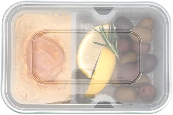 Restaurantware TRAYS ONLY: Futura 10 Ounce Trays For Meal Prep Containers 100 Microwavable Trays For 32 Or 37 Ounce Containers - Containers Sold Separately 2 Compartments White Plastic Food Trays