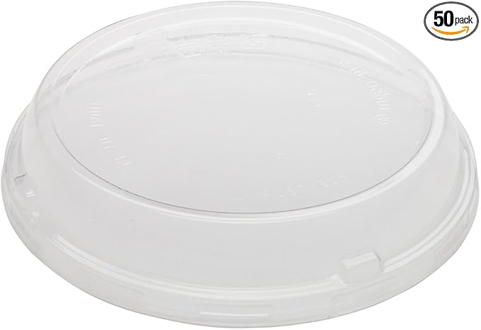 Restaurantware LIDS ONLY: Basic Nature To Go Container Lids 50 Plastic Condiment Cup Lids - Pair With Deli Containers Dome Lids Clear PLA Plastic Portion Cup Lids For Takeaway Orders