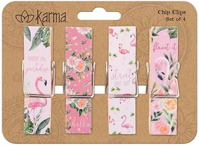 Karma Gifts Chip Clips, One Size, Flamingo
