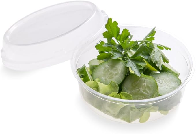 Restaurantware LIDS ONLY: Basic Nature To Go Container Lids 50 Plastic Condiment Cup Lids - Pair With Deli Containers Dome Lids Clear PLA Plastic Portion Cup Lids For Takeaway Orders