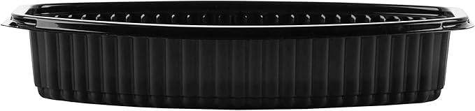 Restaurantware RW Base 24 Ounce Meal Prep Containers, 100 Microwavable To Go Containers With Lids - Disposable, Freezable, Black Plastic Oval Food Containers, Pack Hot And Cold Food, For Takeaway