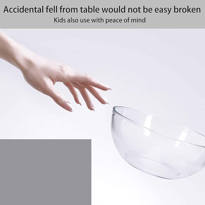 FOYO 5 Inch Glass Mixing Bowls Set - Round, Small Glass Salad Bowls for Kitchen, Set of 3