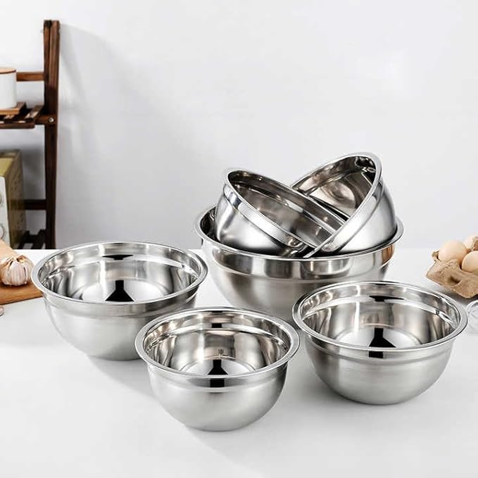 Chef Stainless Steel Mixing Bowls Set with Lids, Airtight Food Storage Bowls for Meal Prep and Baking