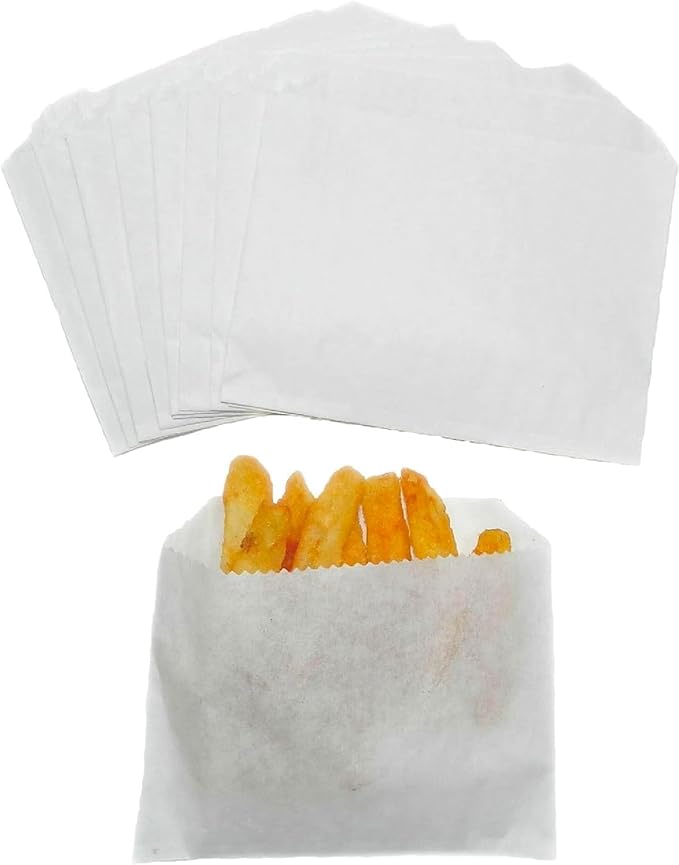Regency Wraps Grease Resistant Snack Bags, Serving Bag for French Fries, Onion Rings, and More, Perfect for Outdoor Entertaining, Keeps hands Grease-Free, Pack of 100