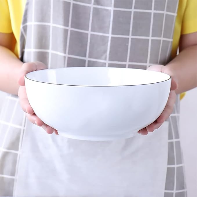 Hesen 60 oz Large Soup Bowl, Pho Bowls, Large Ramen Bowl Set of 3, 8 in Off White Porcelain Big Bowls…