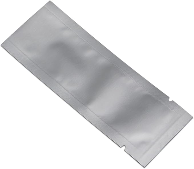 PABCK 200 Pieces 2.75x9.4 inch (Inside Size 2.35x9 inch) Coffee Food Storage Heat Seal Pure Mylar Foil Bag Vacuum Pouch for Sample Packaging