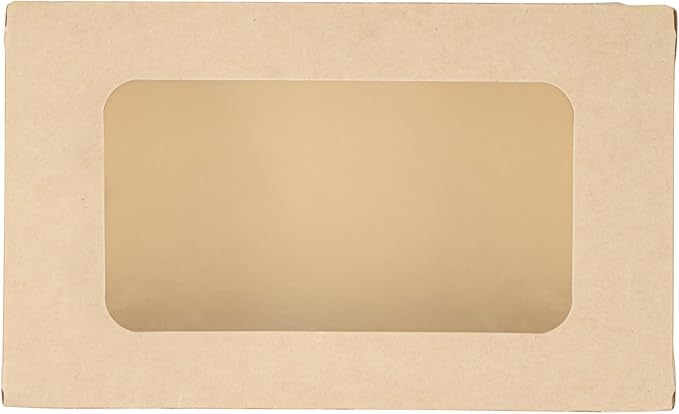 Restaurantware-Sustain 35 Ounce Sturdy Paper Take Out Boxes, 50 Disposable Take Out Food Containers - With PLA lining, Two Clear PLA Windows, Bamboo Paper Containers, Compostable, Tab-Lock Design
