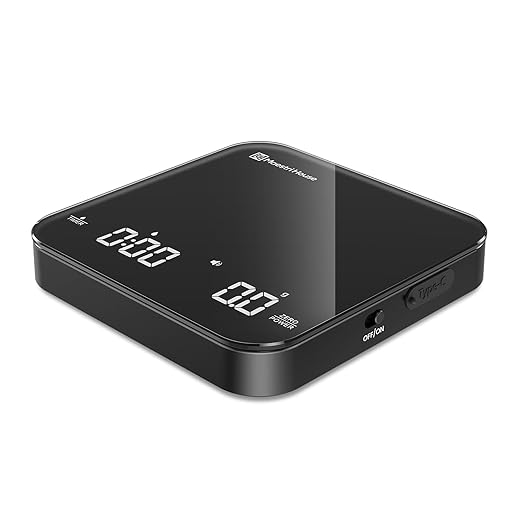 Rechargeable Mini Coffee Scale with Timer, Maestri House Espresso Scale, 2kg/0.1g Accurate Scale for Espresso and Pour-Over Coffee, Portable Digital Kitchen Scale with Automatic Timing(Black)