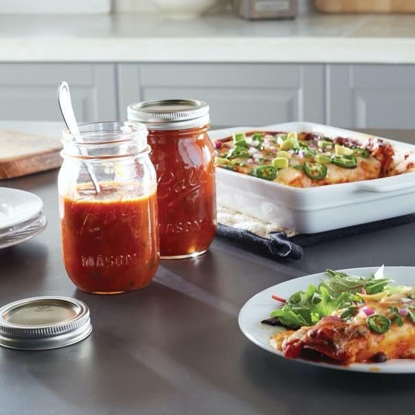 Ball Regular Mouth Glass Mason Jars with Lids and Bands, Used for Canning (Pint, 16 Ounce (Pack of 4))