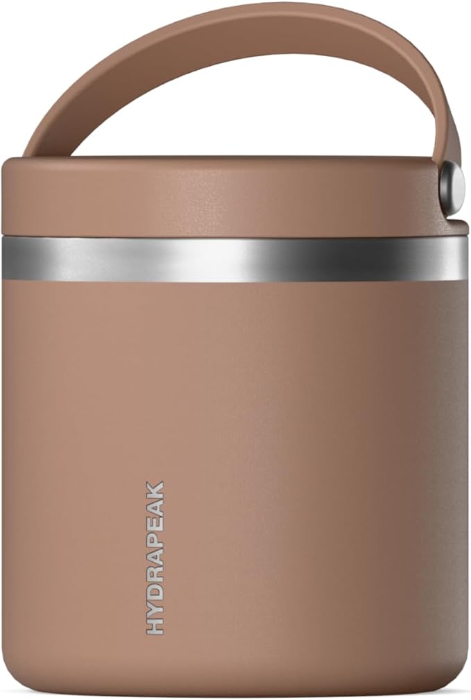 Hydrapeak 25oz Stainless Steel Vacuum Insulated Thermos Food Jar | Thermos for Hot Food and Cold Food, Wide Mouth Leak-Proof Soup Thermos for Adults, 10 Hours Hot and 16 Hours Cold (Almond)