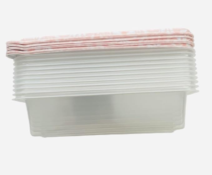 COOK WITH COLOR 20 PIECE PLASTIC RECTANGULAR FOOD CONTAINERS, 10 LIDS & 10 CONTAINERS CAPACITY 33.8 OZ (1L) 9 X 6 X 2 (Flowers)