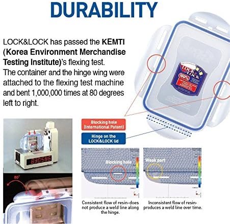 (Pack of 3) LOCK & LOCK Airtight Rectangular Tall Food Storage Container 43.96-oz / 5.49-cup