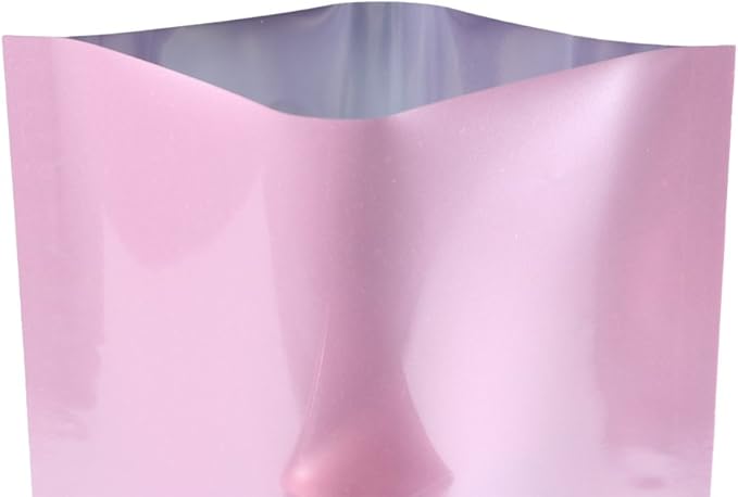 QQ Studio 100 PCS Metallic Mylar Foil Open Top Sealable Bags (9x13cm(3.5x5.1"), 100x Light Pink)