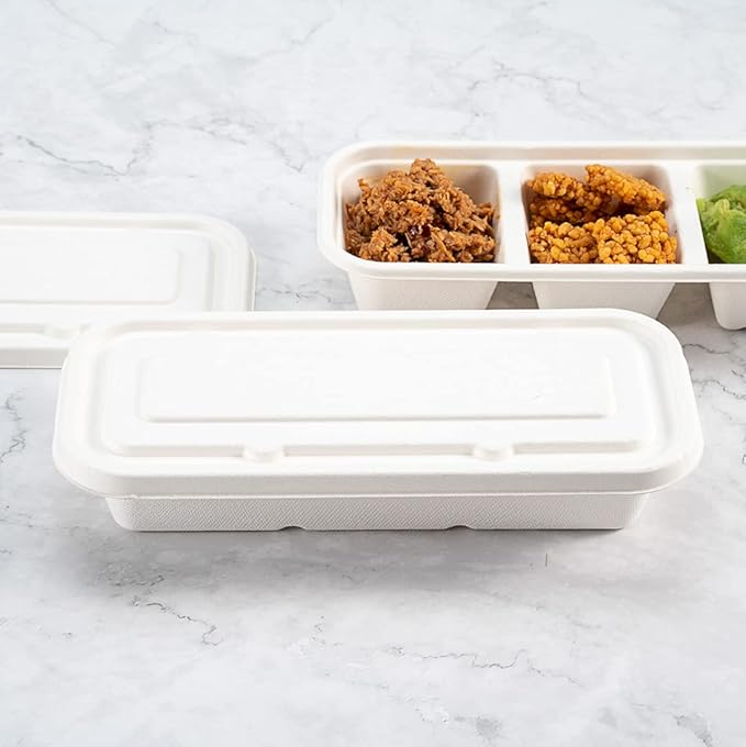 Restaurantware-LIDS ONLY: 9.1 Inch Disposable Lids, 100 Sustainable To Go Containers with Lids - Microwavable, Freezable, White Bagasse Lid, Grease-Resistant, Containers Sold Separately