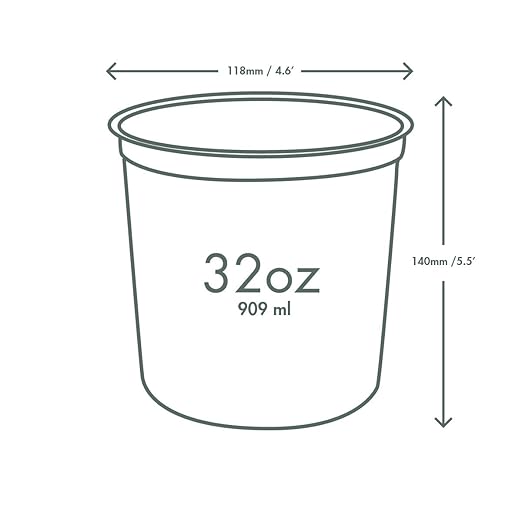 Vegware Plant-Based Compostable 32oz PLA Round Deli Container (Case of 500)