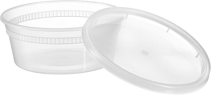 Mr Miracle 8OZ Deli Containers with Lids - 15 Pack of 8 oz Clear Airtight Reusable Plastic Food and Multi-Purpose Deli Containers - Microwave, Freezer, and Dishwasher Safe