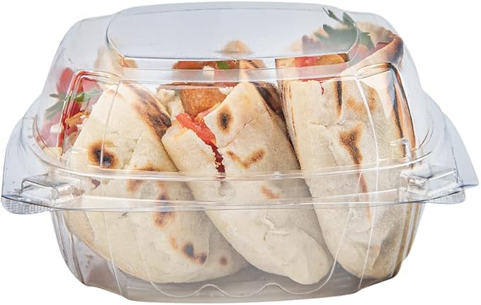 Restaurantware Thermo Tek 18.6 Ounce Clamshell Containers 100 Anti-Fog To Go Food Containers - Freezable Rectangle Clear Plastic Food Packaging Containers Disposable