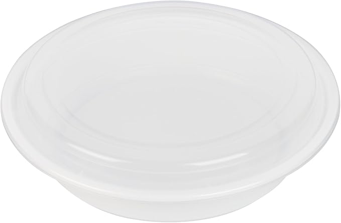 Restaurantware Asporto 48 Ounce To Go Boxes 100 Microwavable Take Out Food Containers - Clear Plastic Lids Included Do Not Contain BPA White Plastic Catering Food Containers Disposable Round