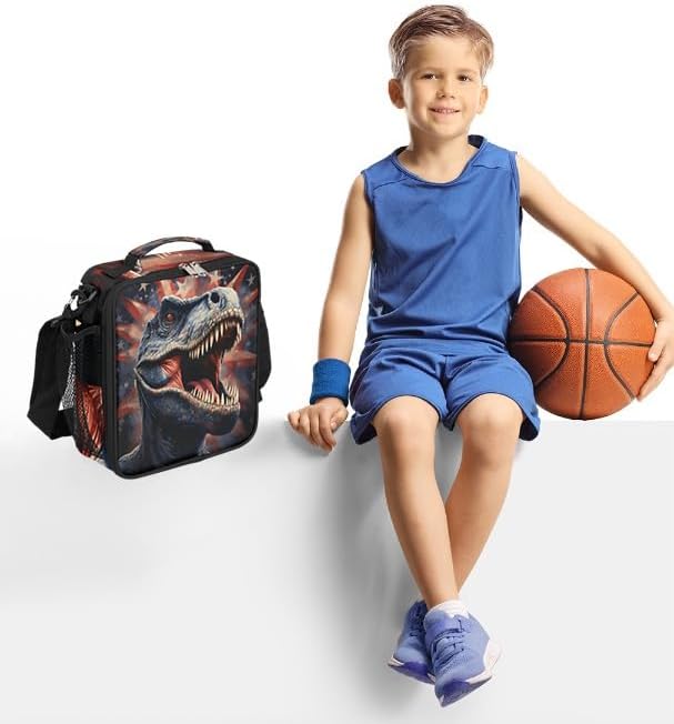 Kids Lunch Box for Boys Girls Dinosaur Star Lunch Bag for Kids Insulated Lunch Bag Tote with Adjustable Shoulder Strap Teens Lunchbox Cooler School Picnic