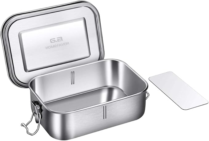 G.a HOMEFAVOR Bento Lunch Box, Stainless Steel Lunch Containers Leakproof with Removable Divider, Metal Lunch Containers, 800ML, Dishwasher Safe