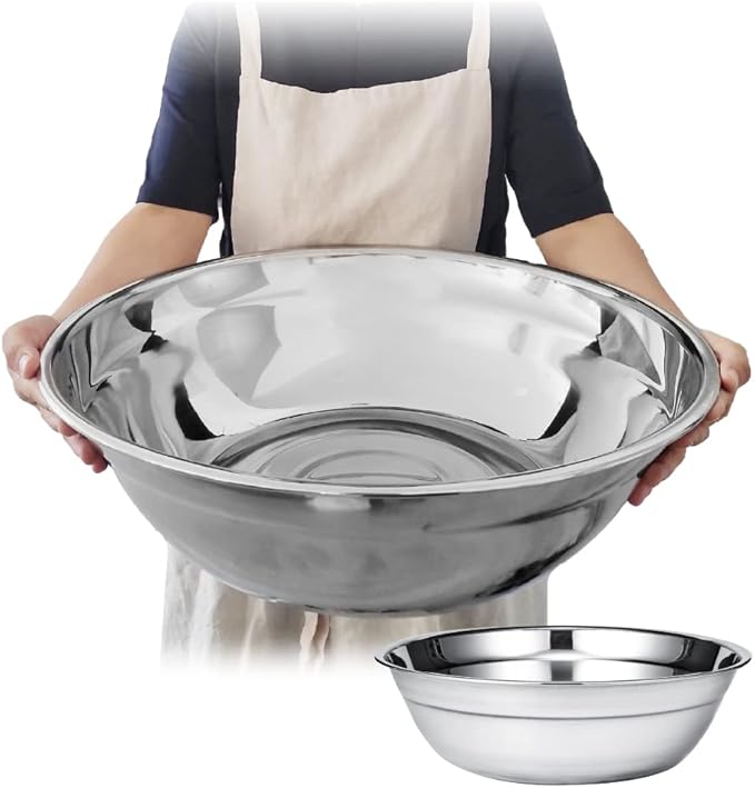 Oversized All-Purpose Stainless Steel Bowl for Home & Commercial, 16 Qt, 15 L, Made in Korea, Premium Stainless Steel, No Dulling & Rusting, For Prepping, Baking, Mixing, Marinating & Brining Kimchi