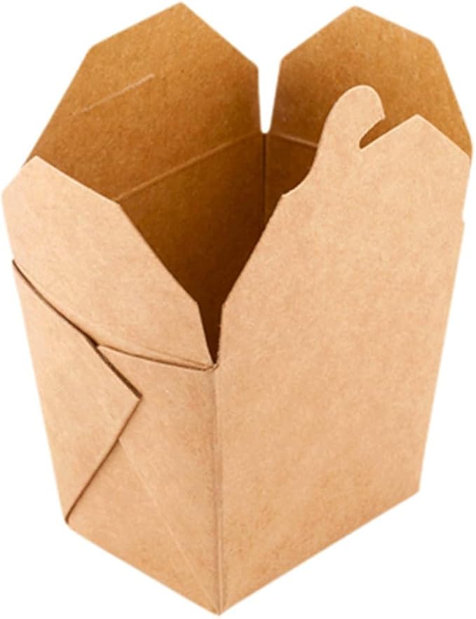 Restaurantware-8 Ounce Noodle Take Out Boxes, 200 Disposable Food To Go Boxes - Tab-Lock, Stackable, Kraft Paper Take Home Boxes, Greaseproof, For Restaurants, Catering, And Parties