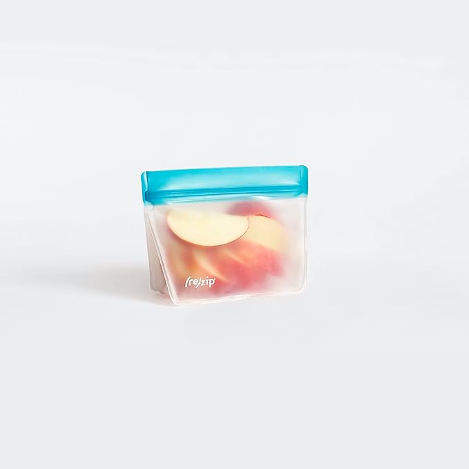 (re) zip 3-Piece Stand-Up Reusable Bag Kit | BPA-Free, Food Grade, Leakproof, Freezer and Dishwasher Safe | Quart (1), 2-Cup (1), Snack (1) | Aqua
