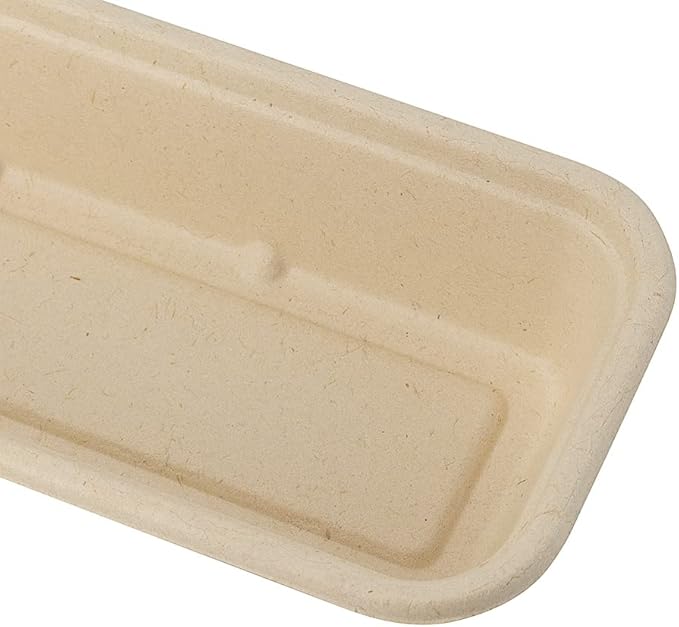 Restaurantware Pulp Tek 9.2 x 3.8 x 1.8 Inch Takeaway Food Boxes 100 Disposable Take Out Containers - Lids Sold Separately Freezable Bagasse Catering Food Containers Microwavable 17 Ounce