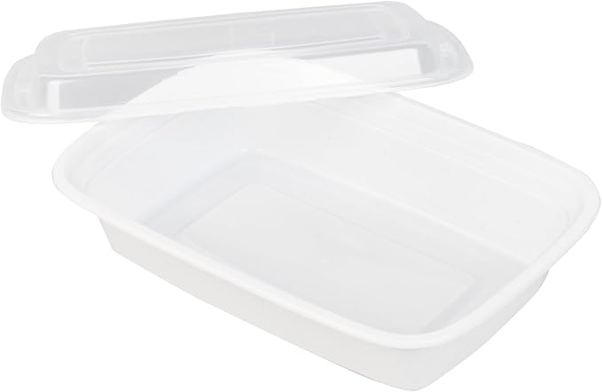 Restaurantware Asporto 24 Ounce Take Out Containers, 50 Food Containers With Lids - Microwavable, Disposable, White Plastic To Go Food Containers, No BPA, For Take Out And Delivery