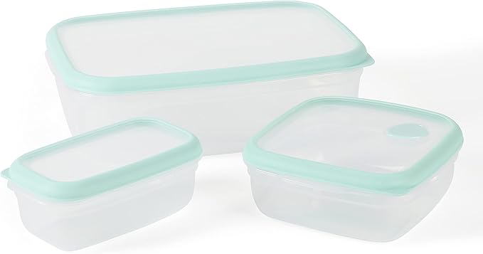 Martha Stewart Denslow 6 Piece 126 oz, 33.3 oz, 16.7 oz Square and Rectangular Food Container Set w/Martha Blue Lid