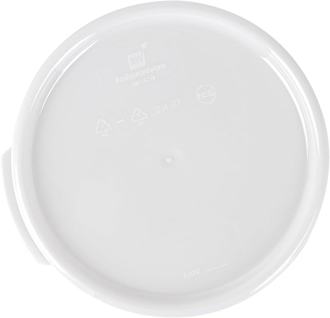 Restaurantware-LIDS ONLY: Met Lux Food Container Lids, 10 Round Lids For Storage Containers - Containers Sold Separately, With Pull-Corner Tab, White Plastic Lids, Dishwashable, Freezable