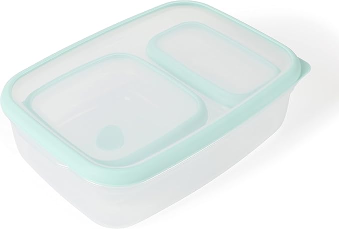 Martha Stewart Denslow 6 Piece 126 oz, 33.3 oz, 16.7 oz Square and Rectangular Food Container Set w/Martha Blue Lid