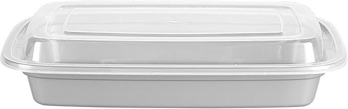 Restaurantware Asporto 16 Ounce Take Out Containers, 100 Food Containers With Lids - Microwavable, Disposable, Silver Plastic To Go Food Containers, No BPA, For Take Out And Delivery
