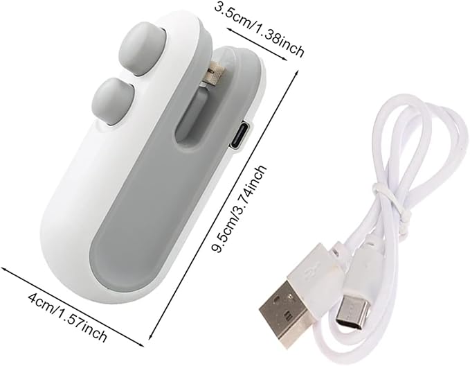 Mini Bag Sealer 2 Pack Bag Sealer with Cutter and Magnet 2 in 1 Mini Bag Resealer Machine Portable Handheld Rechargeable Heat Vacuum Food Sealer for Plastic Bags Snacks & Food Storage (2, white)