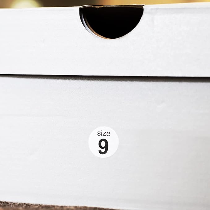 Shoe Size 9 White Stickers for Retail Clothing 0.75 Inch 500 Total Adhesive Labels
