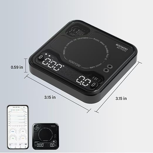 Coffee Scale Espresso Scale with Timer Mini Digtial Coffee Scale Rechargeable with Auto Mode Flow Rate Mode for Coffee Extraction Scale for Coffee APP Bluetooth Connection Coffee Bean Scale