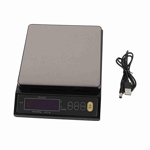 Digital Food Scale, Rechargeable Baking Electric Weight Scale with LCD Display, Electronic Scale with Counting Tare Zeroing Auto Power Off Unit Conversion Function (5kg 0.1g)
