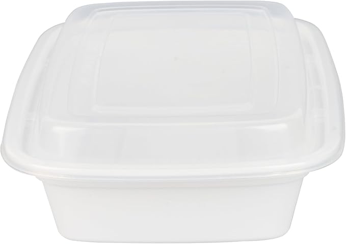 Restaurantware Asporto 24 Ounce Take Out Containers, 50 Food Containers With Lids - Microwavable, Disposable, White Plastic To Go Food Containers, No BPA, For Take Out And Delivery