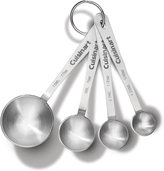Cuisinart Mixing Bowl Set, Stainless Steel, 3-Piece CTG-00-SMP Stainless Steel Measuring Spoons, Set of 4,Silver CTG-00-SMC Stainless Steel Measuring Cups, Set of 4,Silver