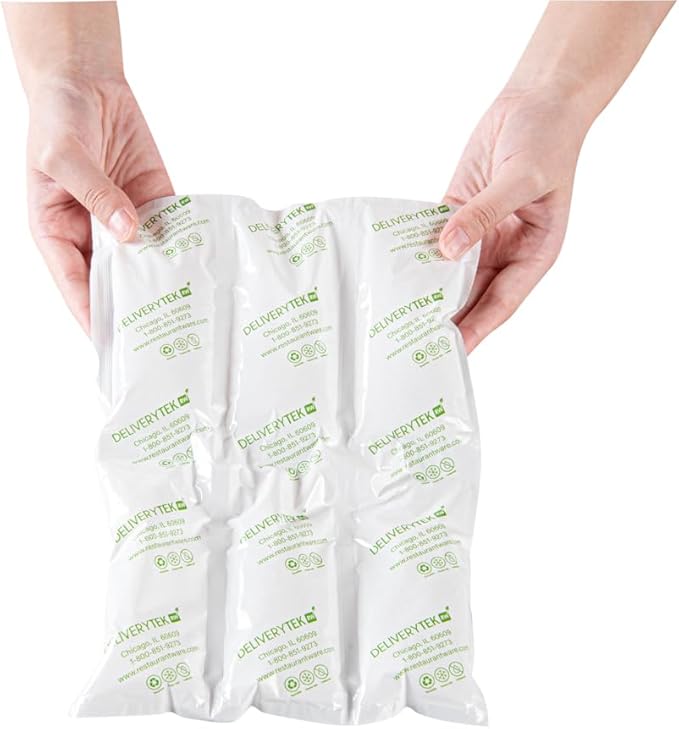 Restaurantware Delivery Tek 11.4 x 7.7 Inch Ice Sheets 10 Durable Cold Packs - Easy-To-Use Design Leakproof Plastic Shipping Ice Packs Reusable For Frozen Meat Vegetables or Beverages