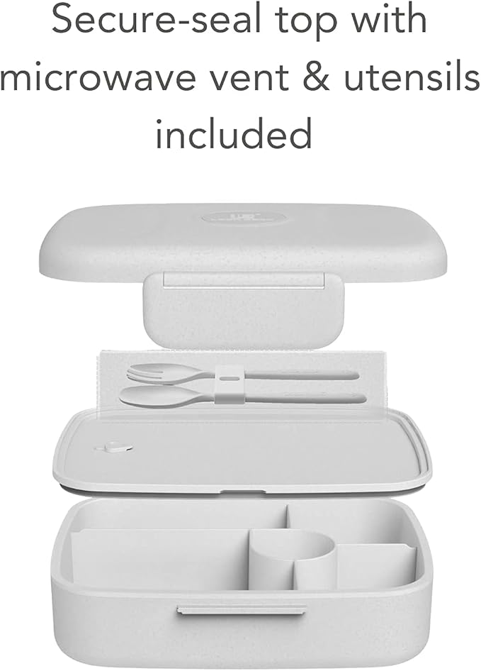 Fenrici Bento Box Lunch Box For Kids and Teens, Made with Wheat Straw, 5 Leakproof Compartments, BPA-Free Bento Box, Microwave and Dishwasher Safe, Pastel Blue, Blue
