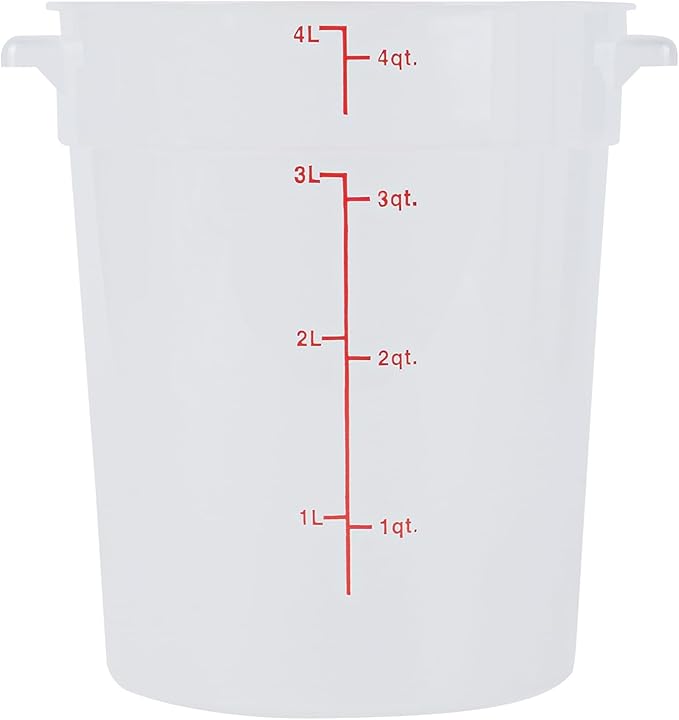 Restaurantware-Met Lux 4 Quart Food Storage Containers, 10 Translucent Storage Containers - Lids Sold Separately, Red Volume Markers, Dishwashable Containers, Side Handles, For Storing Foods