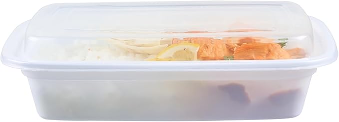 Restaurantware Asporto 24 Ounce Take Out Containers, 50 Food Containers With Lids - Microwavable, Disposable, White Plastic To Go Food Containers, No BPA, For Take Out And Delivery