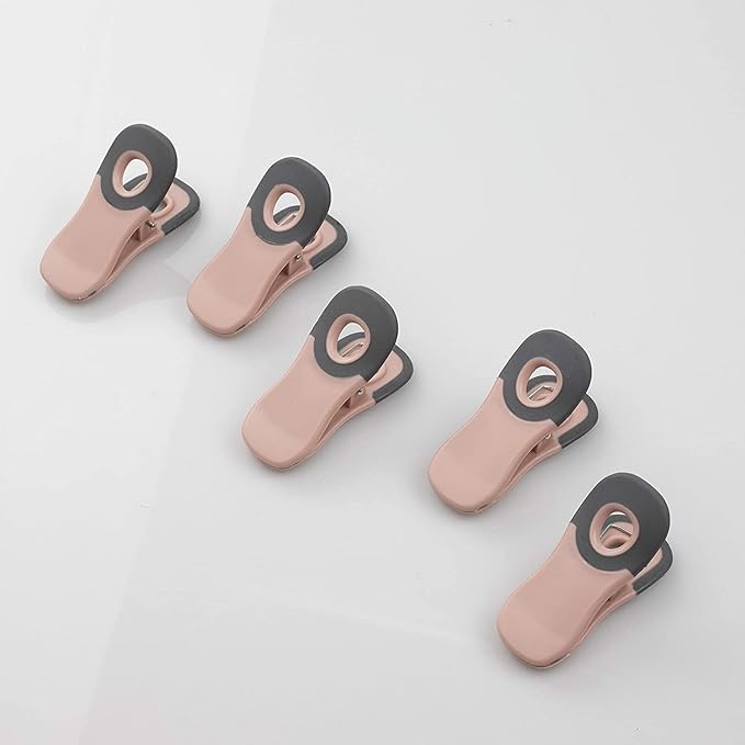 COOK WITH COLOR Cute Bag Clips - Funny Snack Clips, Magnetic Chip Clips for Bags - Kitchen and Food Bag Clips for Airtight Seal for Food Storage, Pink, Pack of 10