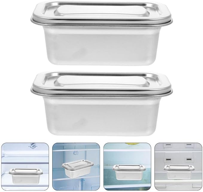 2Pcs Ice Cream Storage Containers for Freezer Refrigerator Storage Organizer with Lid Fridge Organizer Bins for Ice Cream and Treats and Stackable